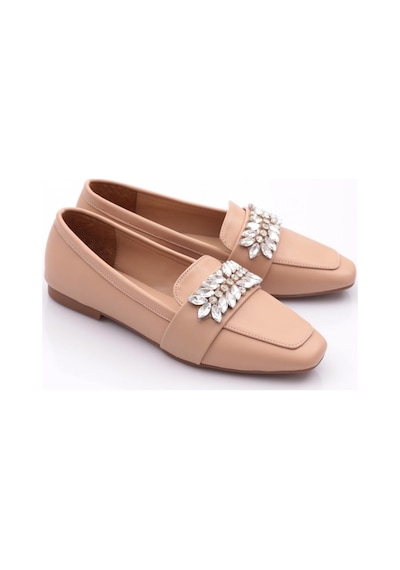 Dgn 50085-23y Kadin Kristal Taşli Tokali Loafer 5008-1423-R15042 Ten Rengi