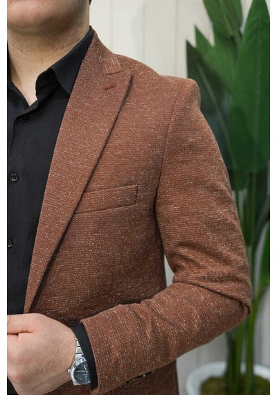 Bys Beystil Sivri Yaka Kırçıllı Açık Kahve Ceket Eylül- Slim Fit A.Kahverengi