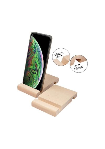 Ahşap Tablet Ve Telefon Tutucu 2'Li Set Kanal Aralığı 12 Mm 10 Mm