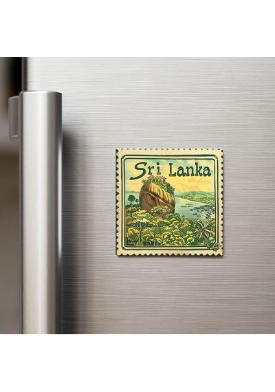Sri Lanka Sri Lanka - Posta Pulu Temalı Ülke - Baskılı Buzdolap Magneti Kare - 9x9 Cm