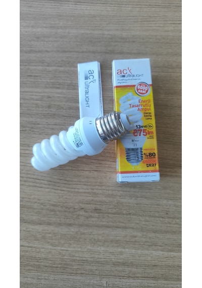 Ack Ultralıght 13w E27 Spiral Tasarruflu Ampul 6500k Beyaz Işık 1001-018
