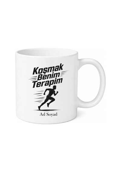 Koşmak Benim Terapim Kupa Bardak Hediye Beyaz / Çok Renkli