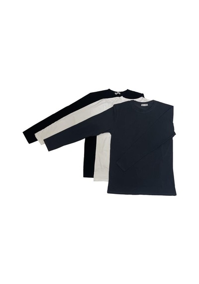 Erkek Slim Fit Dar Kesim Bisiklet Yaka Uzun Kol Pamuklu 3'lü Tişört Paketi 001