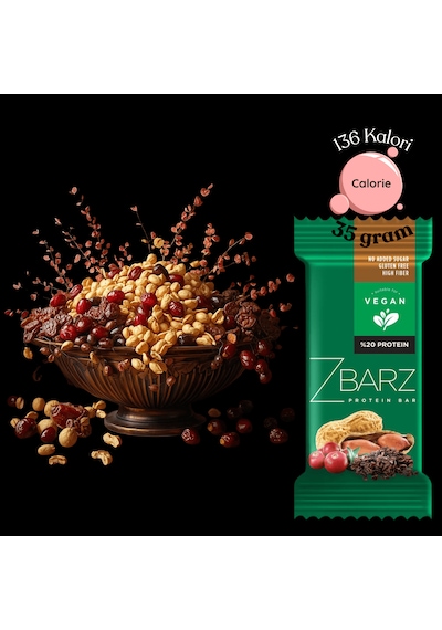 Zbarz Yer Fıstıklı Vegan Proteinli Meyve Barı 12  x 35 G