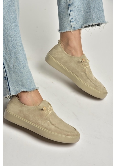 Fox Shoes Y602170902 Bej Süet Bağcıklı Casual Ayakkabı Bej