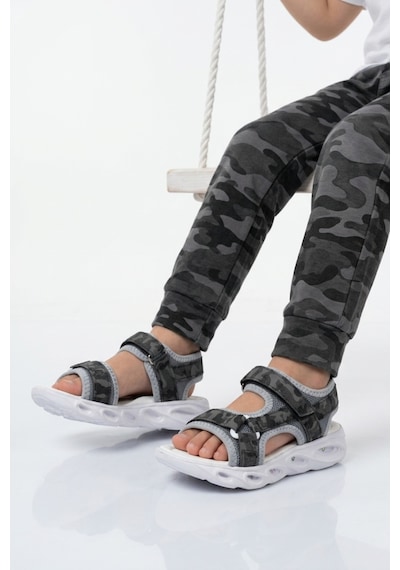 Cool Sage F Siyah Unisex Cırtlı Işıklı Çocuk Sandalet