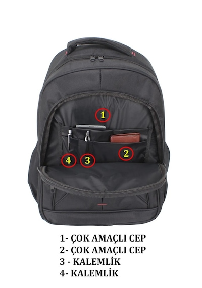 Case Club Büyük Laptop Sırt Çantası 17 İnç + Kılıf Hediyeli Siyah