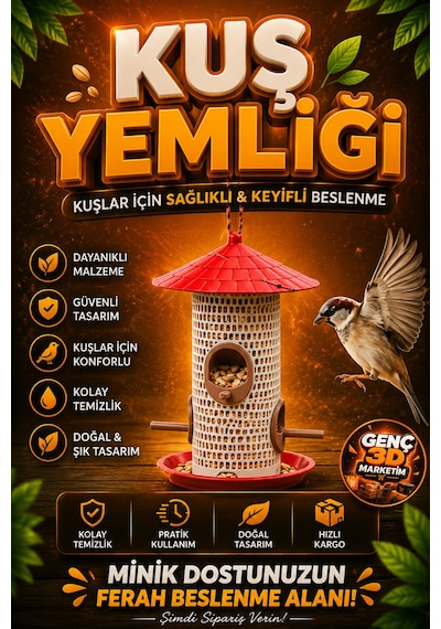 Klasik Kuş Yemliği Bahçe Ve Balkon Kuş Besleme Aparatı Dekoratif Dış Mekân Kuş Yemliği