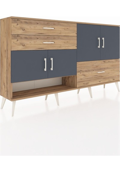 Arges Konsol 3 Raflı 3 Çekmeceli 4 Kapaklı 176x30x99 Çam-antrasit Çam-antrasit/çam Arges Konsol 3 Raflı 3 Çekmeceli 4 Kapaklı 176x30x99 Çam-antrasit Çam-antrasit/çam