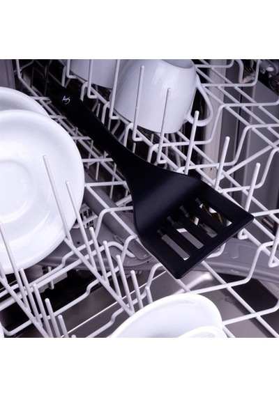 Lurch - Platin Silikon Delikli Spatula 32,5 Cm Siyah - Yanmaz, Yapışmaz, Bükülmez, Çizmez, Tat Ve Koku Bırakmaz - 240603 Renk