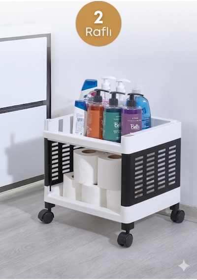 Grimorlife 2 Raflı Banyo Düzenleyici Mutfak Rafı Banyo Dolabı Çok Amaçlı Plastik Mutfak Düzenleyici-siyah Siyah
