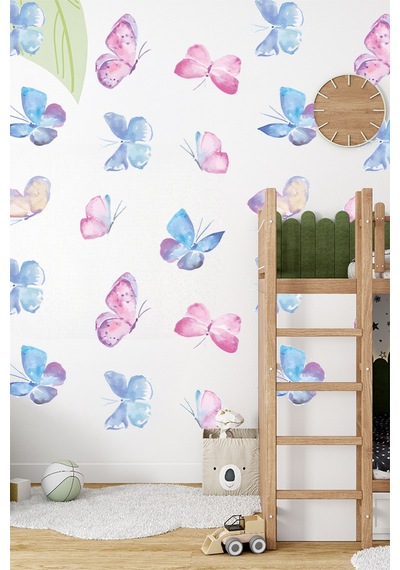 Sevimli Kelebekler Temalı 20 Parça Çocuk Ve Bebek Odası Dekoratif Duvar Sticker Seti