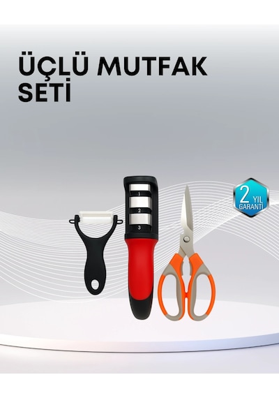Çok Fonksiyonlu Mutfak Makas Seti 3 Makas, Bileyici Ve Soyacak Dahil Diğer