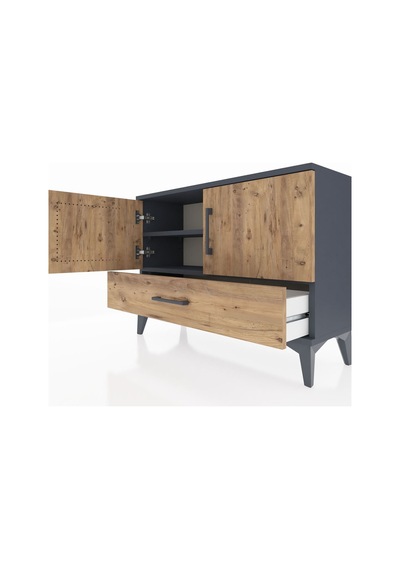 Arges Şifonyer 2 Raflı Tek Çekmeceli 2 Kapaklı 88x30x64 Antrasit-çam Antrasit