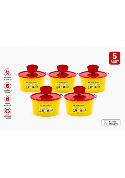 3 Lt Tıbbbi Atık Kutusu 5 Adet