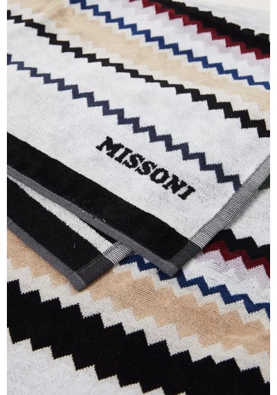 Missoni Home Curt Plaj Havlusu, Pamuklu, Zikzak Desenli, Şık Bej L - Xl