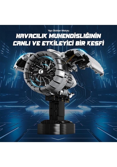 Reobrix Technic 33019 Uçak Motoru Aircraft Engine Batarya&motorlu Yaratıcı Yapı Blok Seti Building Blocks - 1813 Parça