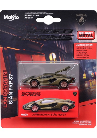 1:64 Speed Icons - Lamborghini Sian Fkp 37 Metalik Yeşil Renksiz