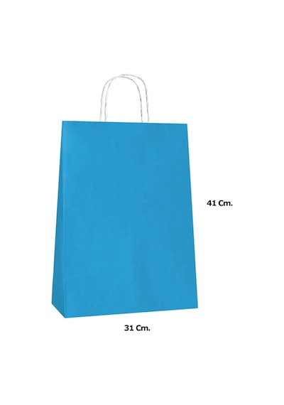 Büküm Saplı Kraft Kağıt Çanta Karton Hediyelik Poşet Torba - Mavi 2 - 31x41 Cm. - 25 Adetlik Paket