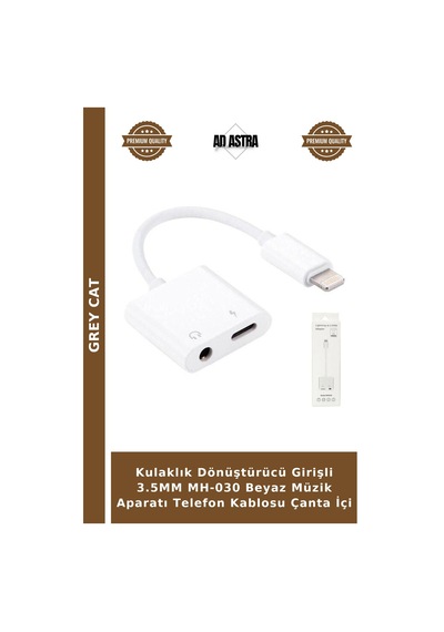 Kulaklık Dönüştürücü Girişli 3.5mm Mh-030 Beyaz Müzik Aparatı Telefon Kablosu Çanta İçi