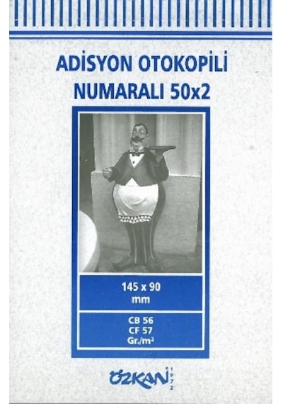 Adisyon Otokopili 1. Hamur Numaralı 50X2 Nüsha 10 Lu Paket Özkan
