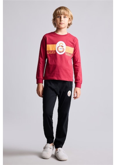 Defacto %100 Pamuk Galatasaray Baskılı Bisiklet Yaka Uzun Kollu 2li Pijama Takımı Erkek Çocuk I2030a826aurd119 Kırmızı-rd119