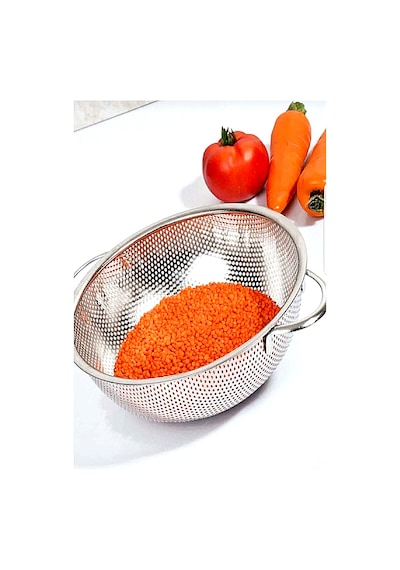 Paslanmaz Çelik Makarna Süzgeci 26 cm Metal Kulplu Makarna Süzgeç