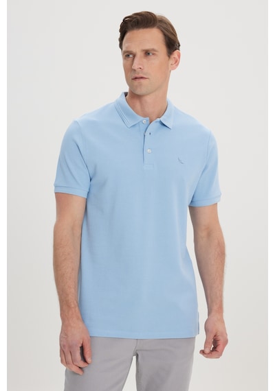 Ac&Co / Altınyıldız Classics Erkek Slim Fit Dar Kesim Polo Yaka Pamuk Kısa Kollu Tişört Açık Mavi