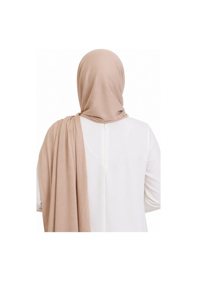 Modish Group Penye Boyun Kapamalı Şal Başörtü Hazır Giyim Turban Esnek Jersey Şal Koyu Vizon