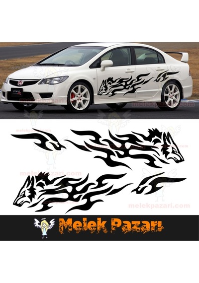 Tribal Kurt Oto Sticker. Sağ Sol Set