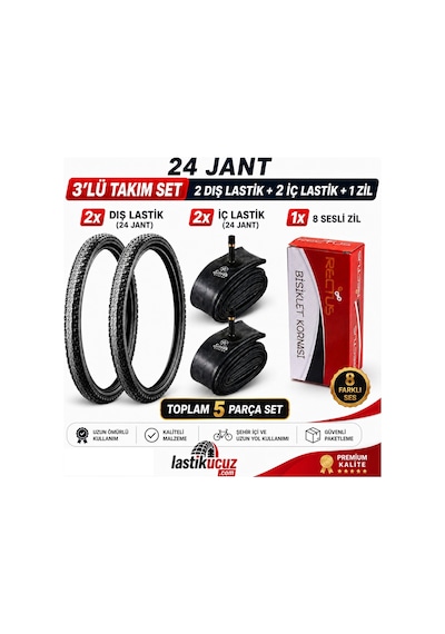 Servis 24x1.95 Dış Lastik Throne Ve İç Lastiği Bisiklet Lastiği Ve İç Lastik 2 Şer Adet Takım + 1 Adet 8 Sesli Bisiklet Kornası