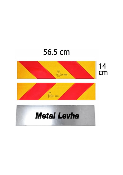 Metal Levha 14 Cm X 56 Cm Tüvtürk Uyumlu E37 Reflektörlü 1 Çift Tır Kamyon Dorse Arkası Yansıtma