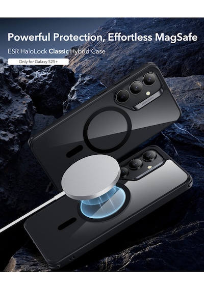 Esr Samsung Uyumlu S25 Plus Halolock Magsafe Classic Hybrid Silikon Kılıf Şeffaf Siyah