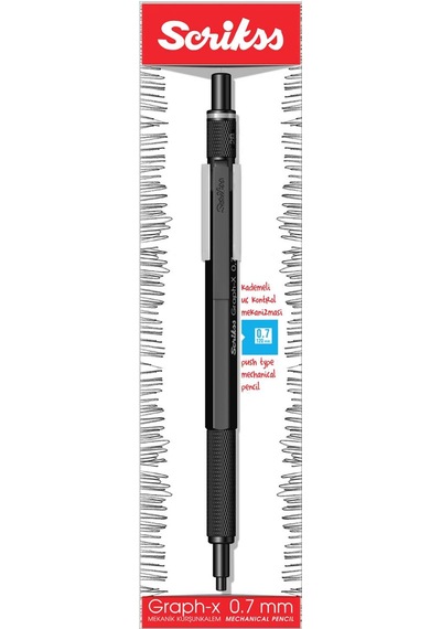 Scrikss Graph-x 2b 0.7 Mat Siyah Gizli Uç Mekanik Kurşun Kalem