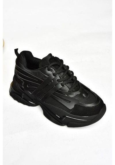 Fox Shoes S973602404 Siyah Kumaş Kalın Tabanlı Spor Ayakkabı Sneakers Siyah