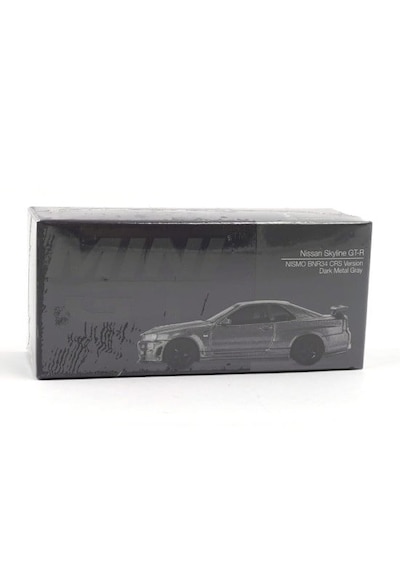 1:64 Ölçek Mini Gt Nissan Skyline Gt-r Dark Metal Gri Diecast Metal Minyatür Model Araba 5cm