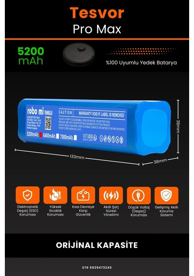 Tesvor Pro Max 5200mah Robot Süpürge Bataryası