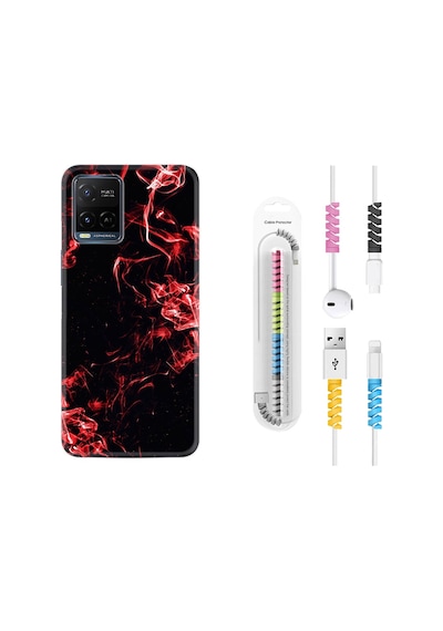 Vivo V21 Kılıf Kablo Koruyuculu Red Smoke 1745