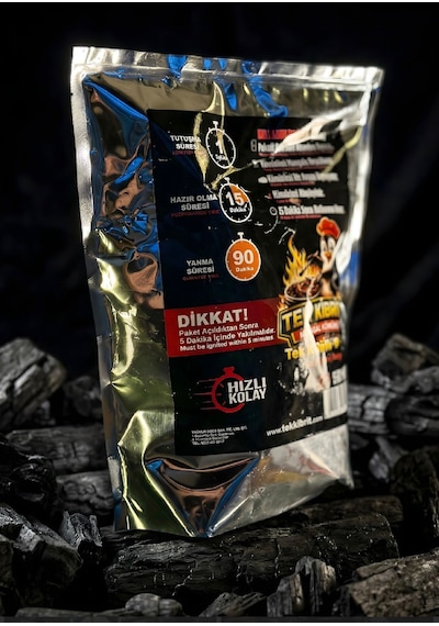 Tek Kibritle Tutuşan Naturel Ağaç Mangal Kömürü 1.5 Kg - Kolay Kullanım Yüksek Isılı Gri - Siyah