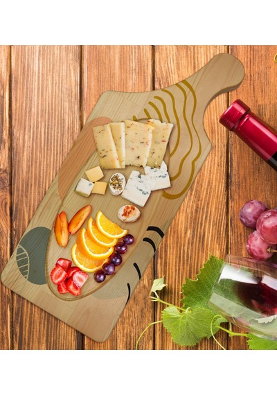 Bk Gift Modern Art Tasarımlı Dikdörtgen Şeklinde Doğal Ahşap Servis Ve Sunum Tabağı Model 4