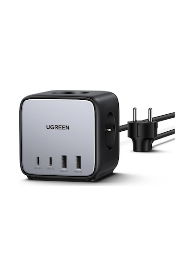Ugreen Diginest Cube 65w Gan 2 Hızlı Şarj Cihazı 2 Usb / 2 Type-c 3'lü Akım Korumalı Küp Grup Priz