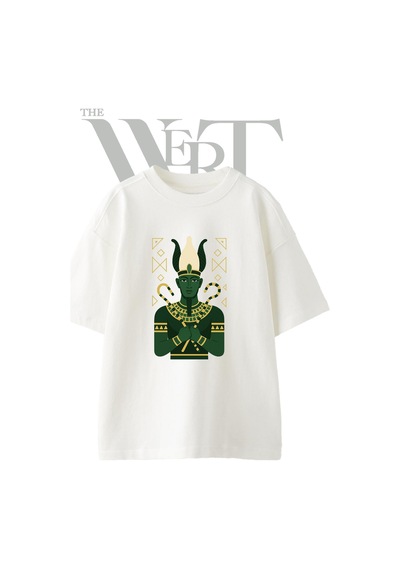 Thewert Osiris Tanrisi Tasarım Baskılı Ünisex Beyaz Oversize T-shirt
