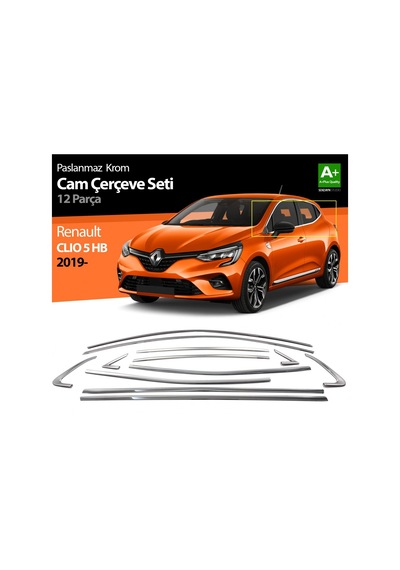 S-Dizayn  Renault Clio 5 Krom Cam Çerçevesi 12 Prç. 2019 ve Üzeri
