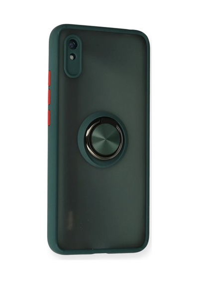 Xiaomi Redmi 9a Uyumlu Kılıf Montreal Yüzüklü Silikon Kapak - Yeşil