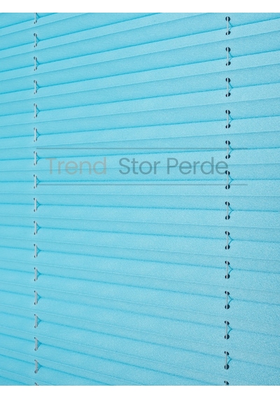Mavi Plise Katlanır Cam Balkon Perdesi - Ofis Perdesi - Salon Perdesi - 142 Mavi
