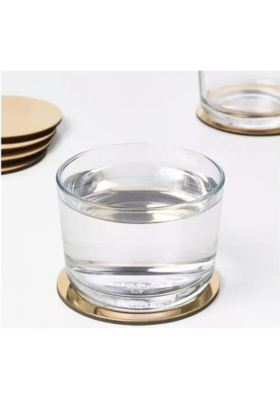 Sumuhome Glattıs Bardak Altlığı Pirinç Rengi 8.5 Cm 6 Adet Altın