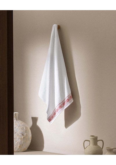 Madame Coco Caresse %100 Pamuk Banyo Havlusu - Beyaz/kırmızı - 70x140 Cm 8684427175118 Çok Renkli