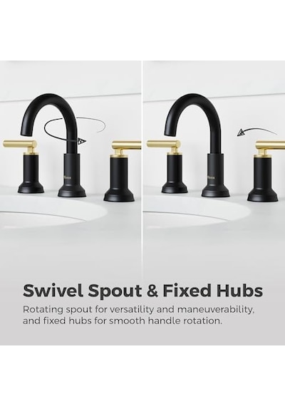 Pfister Capistrano Banyo Lavabo Bataryası, 8 İnç Yaygın, 2 Saplı, 3 Delikli, Mat Siyah Ve Fırçalanmış Altın Kaplama, Lf049csobbg