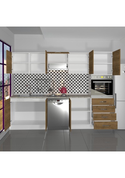 Decoraktiv Elite 280q Ankastre Boy Dolaplı Mdf Hazır Mutfak Dolabı - Tezgah Dahil - Naturel Pera Meşe Decoraktiv Elite 280q Ankastre Boy Dolaplı Mdf Hazır Mutfak Dolabı - Tezgah Dahil - Naturel Pera Meşe