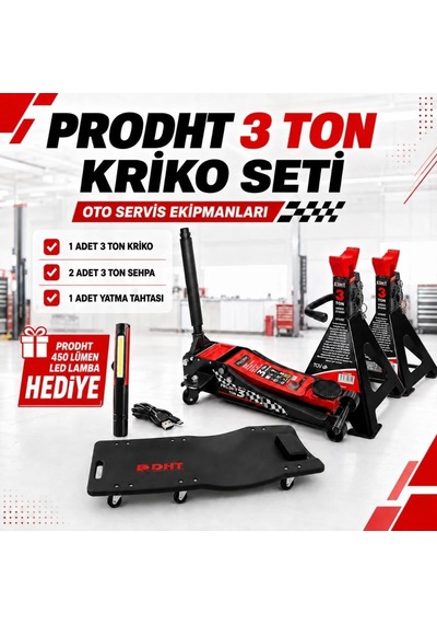 Prodht 3 Ton Kriko, Araç Altı Sehpa Ve Yatma Tahtası Seti